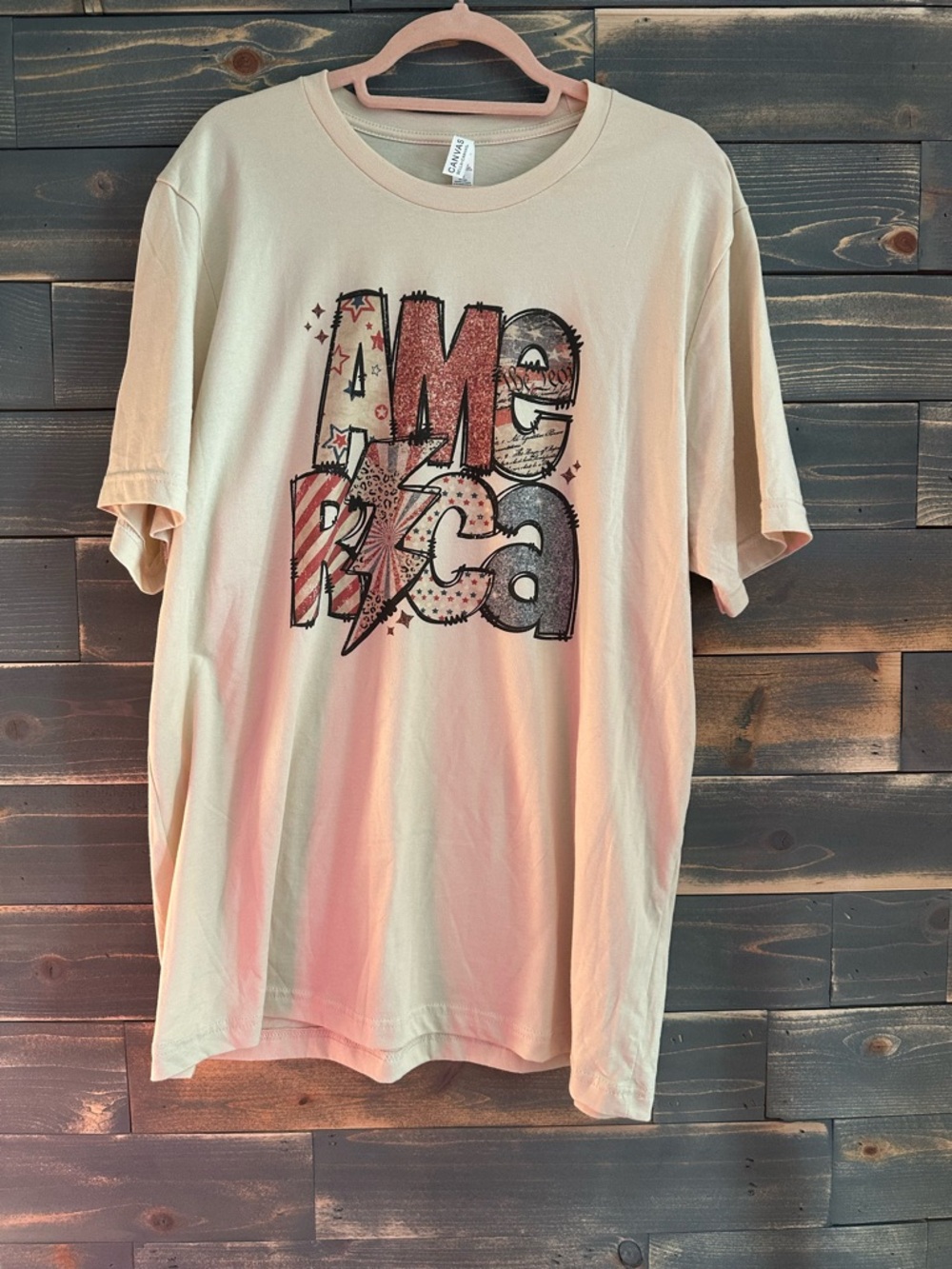 NWOT “America” Bella Canvas Tan T-Shirt Crewneck XL